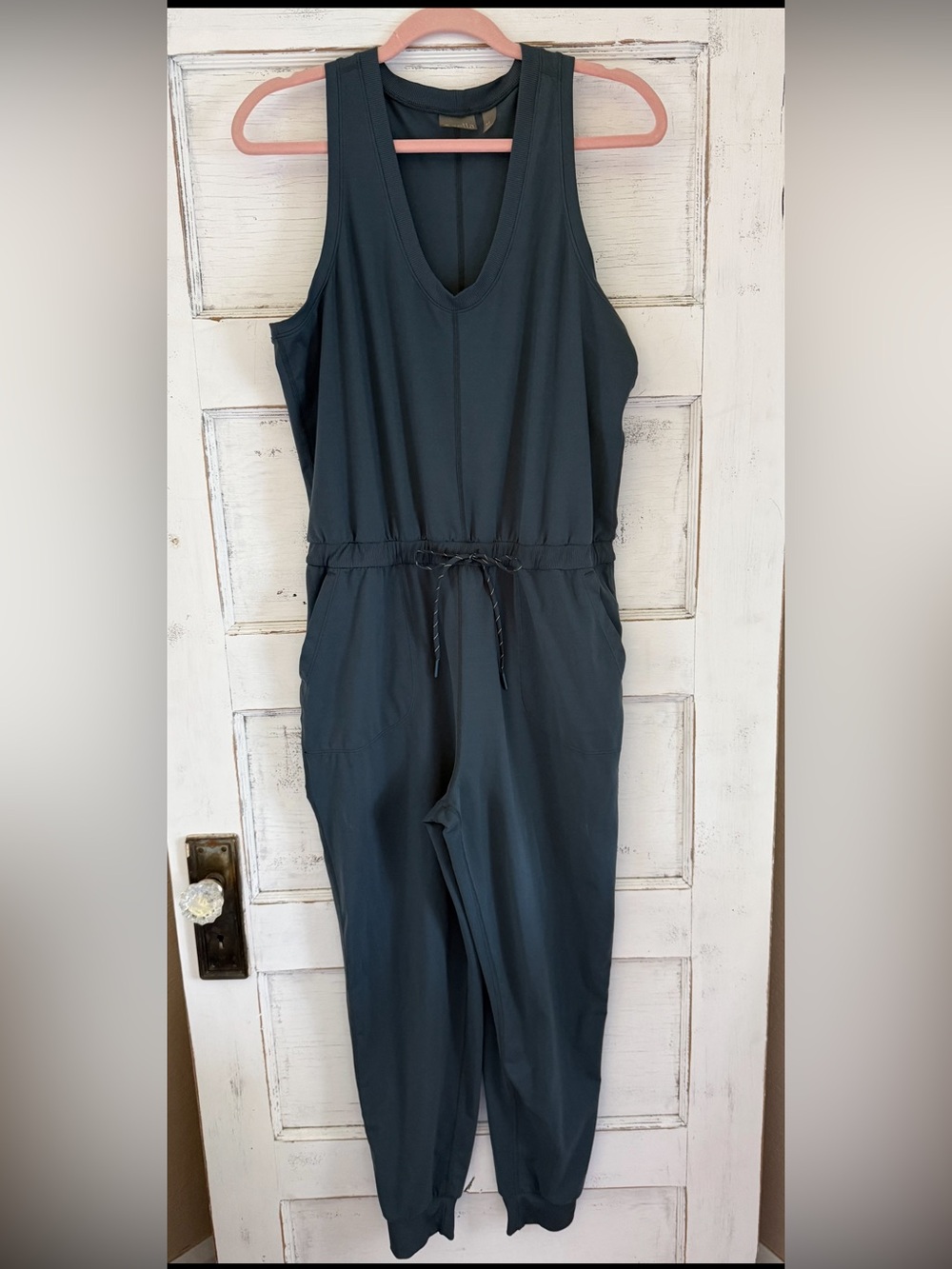 Zella Sleeveless Drawstring gray jumpsuit. Size Medium (super comfy)